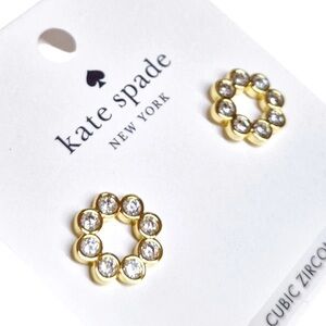 Kate Spade Full Circle Stud Earrings Clear Gold Cubic Zirconia New